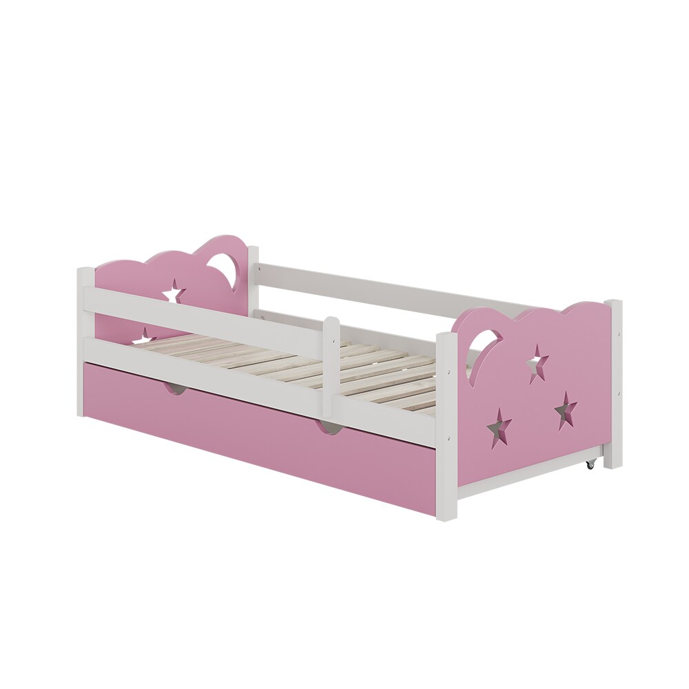 VitaliSpa Kinderbett Einzelbett Juniorbett Jessica Weiß Pink 160x80 cm modern Kinderzimmer Bett Bettschublade Rausfallschutz