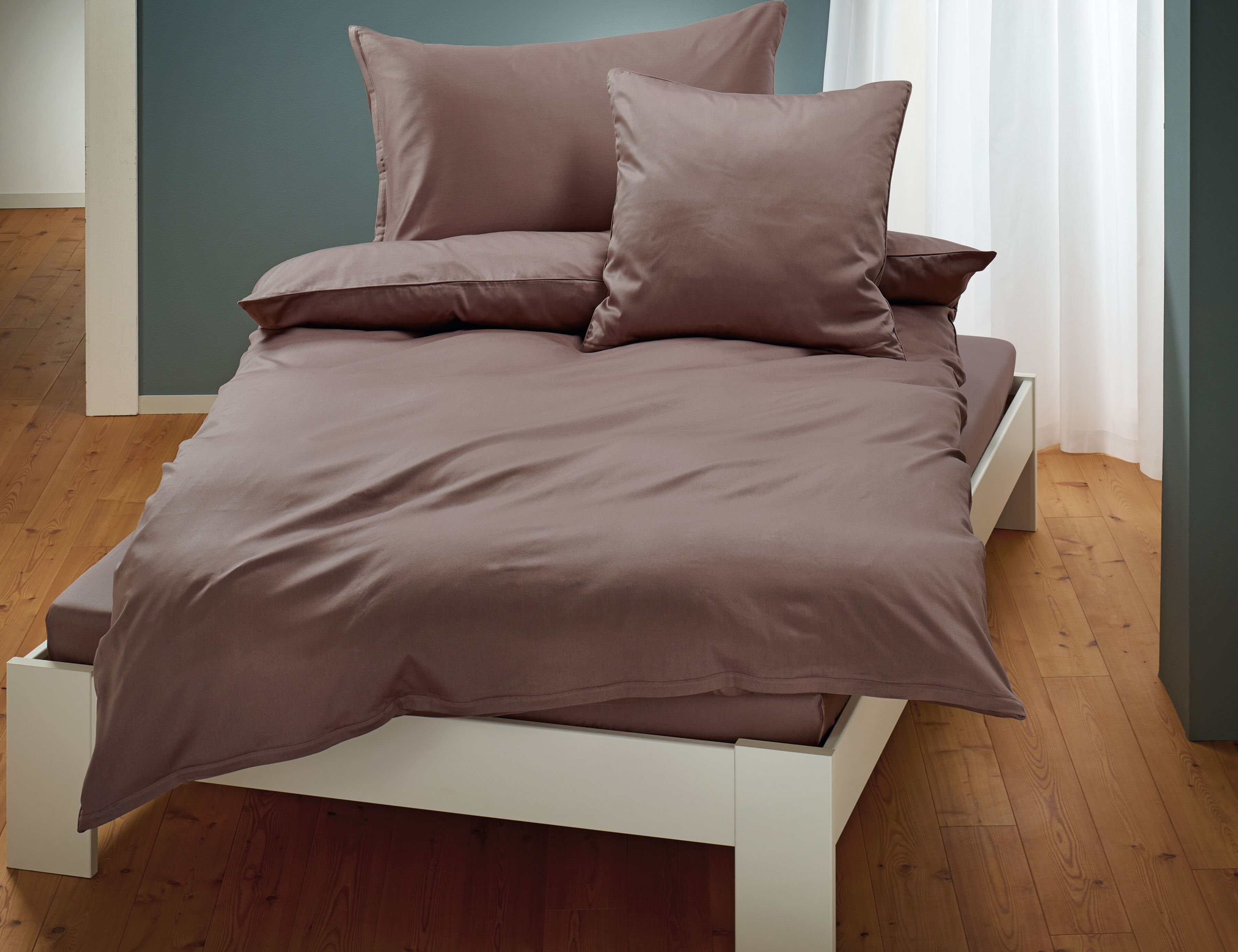 Uni Satin Bettwäsche mit Biese