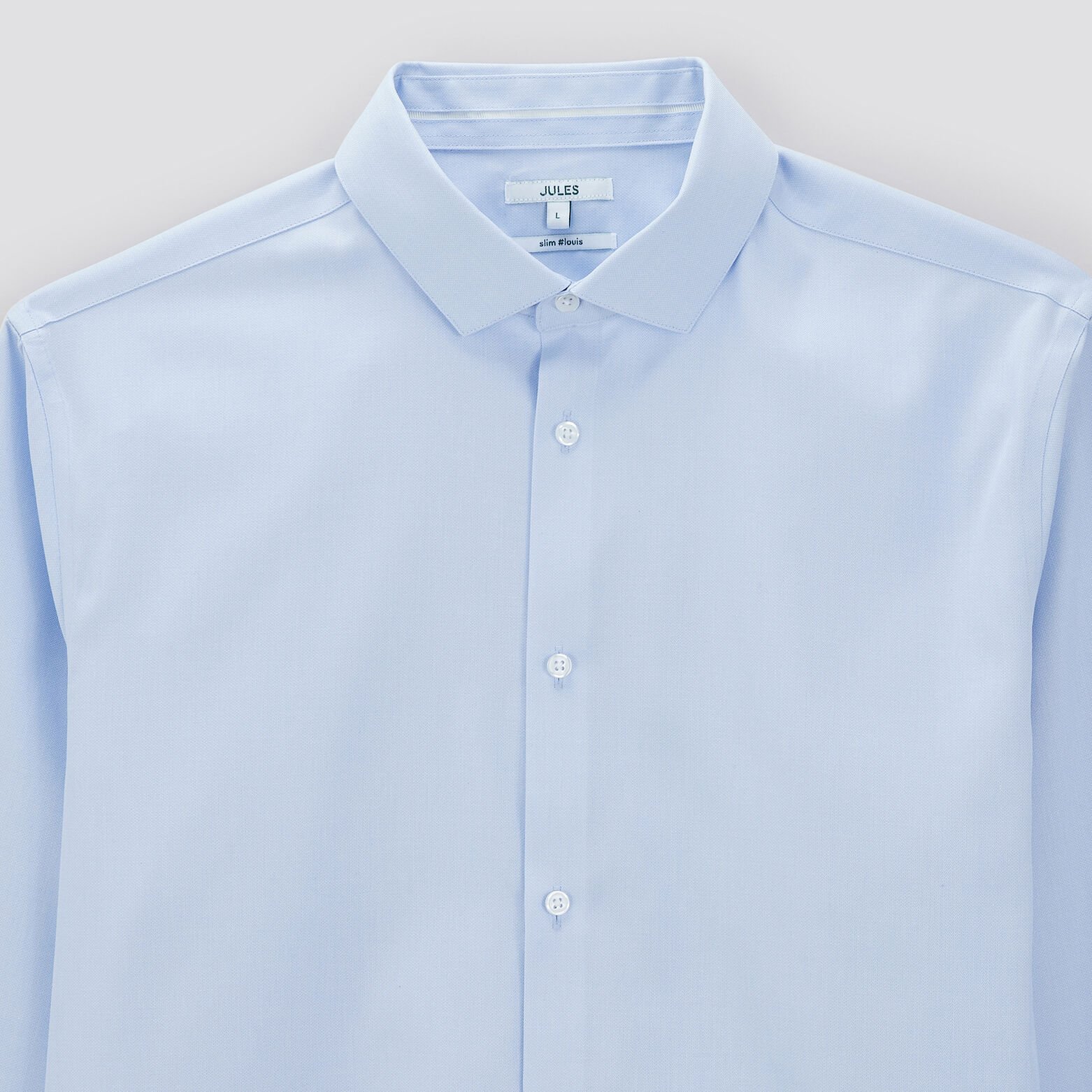 Chemise slim sans repassage unie coton Bleu clair