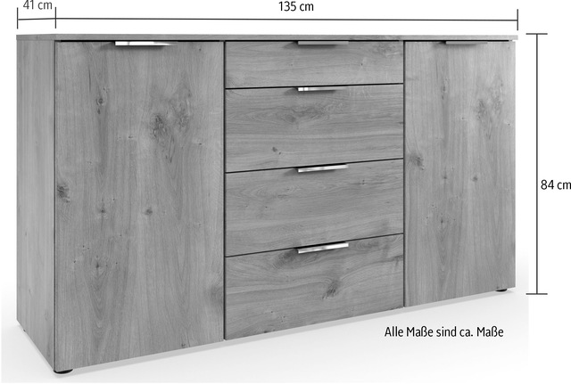 Wimex Kombikommode »Level by fresh to go« 2-türig, mit 4 Schubladen und soft-close Funktion, 135cm breit