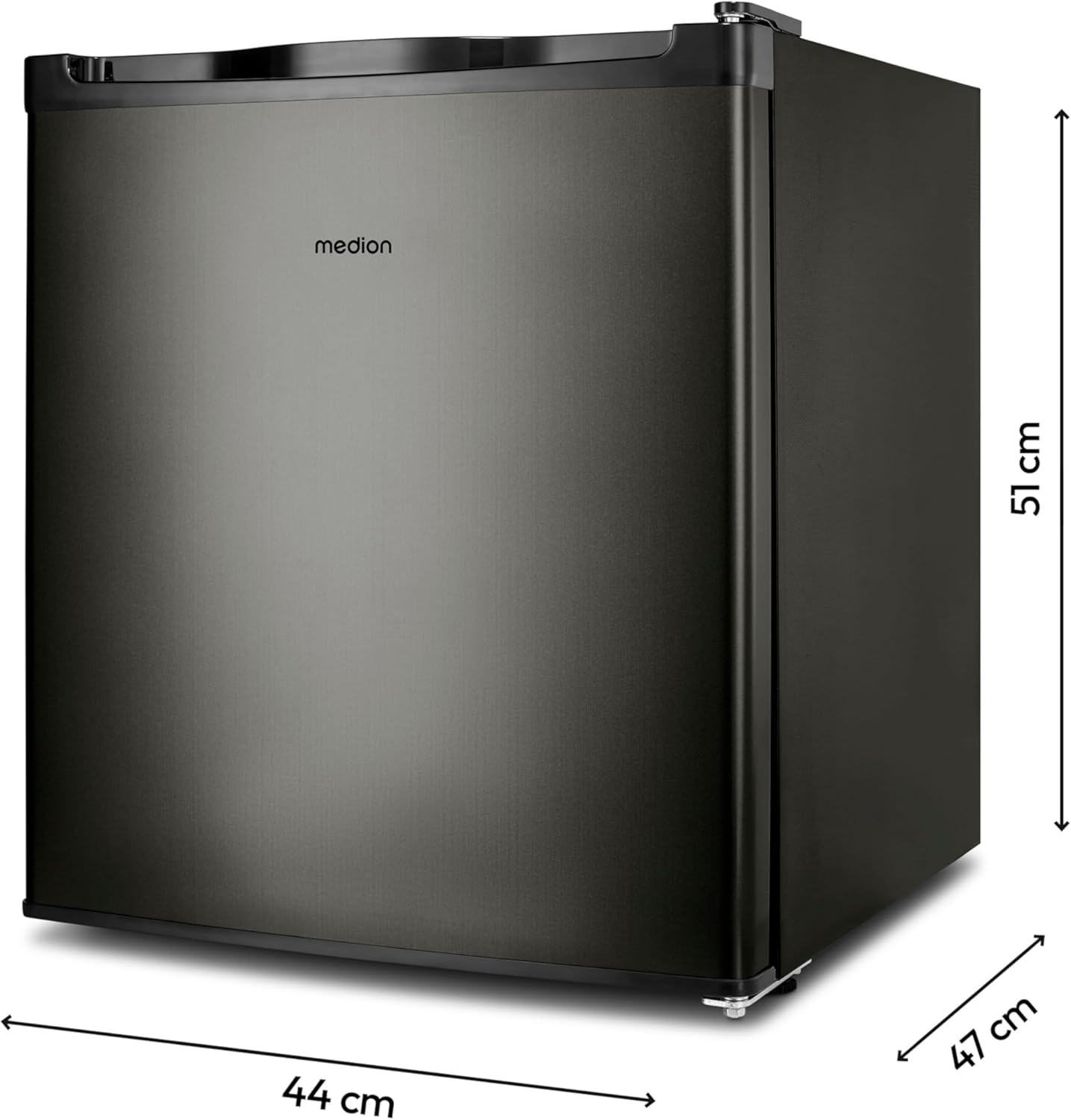 MEDION Mini Gefrierschrank (33 Liter Nutzinhalt, 51cm hoch, höhenverstellbare Füße, Griffmulde, manuelle Temperatureinstellung, Stern-Einstufung 4 Sterne, MD37675) grau