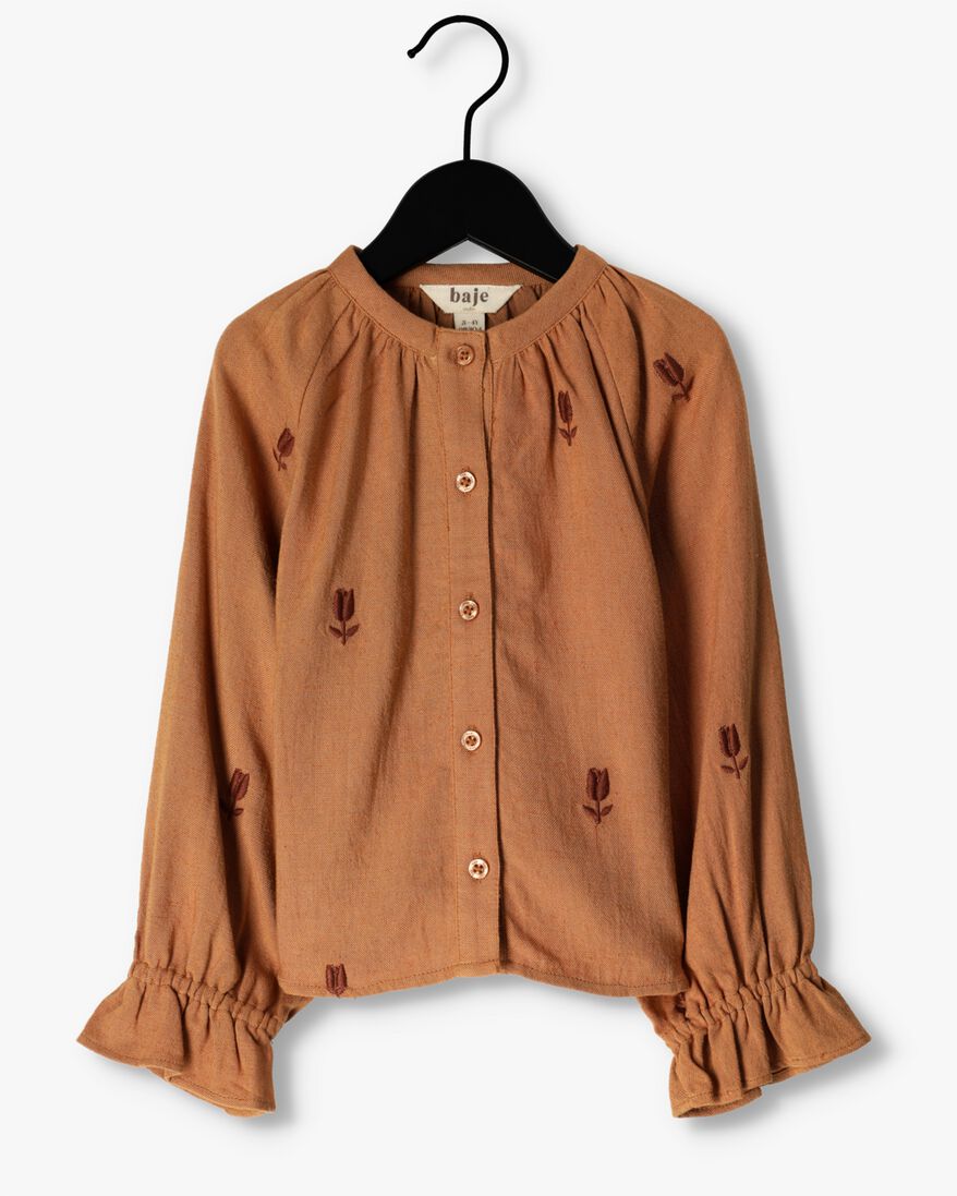 BAJE STUDIO camel baje studio blouse woven all-over embro blouse
