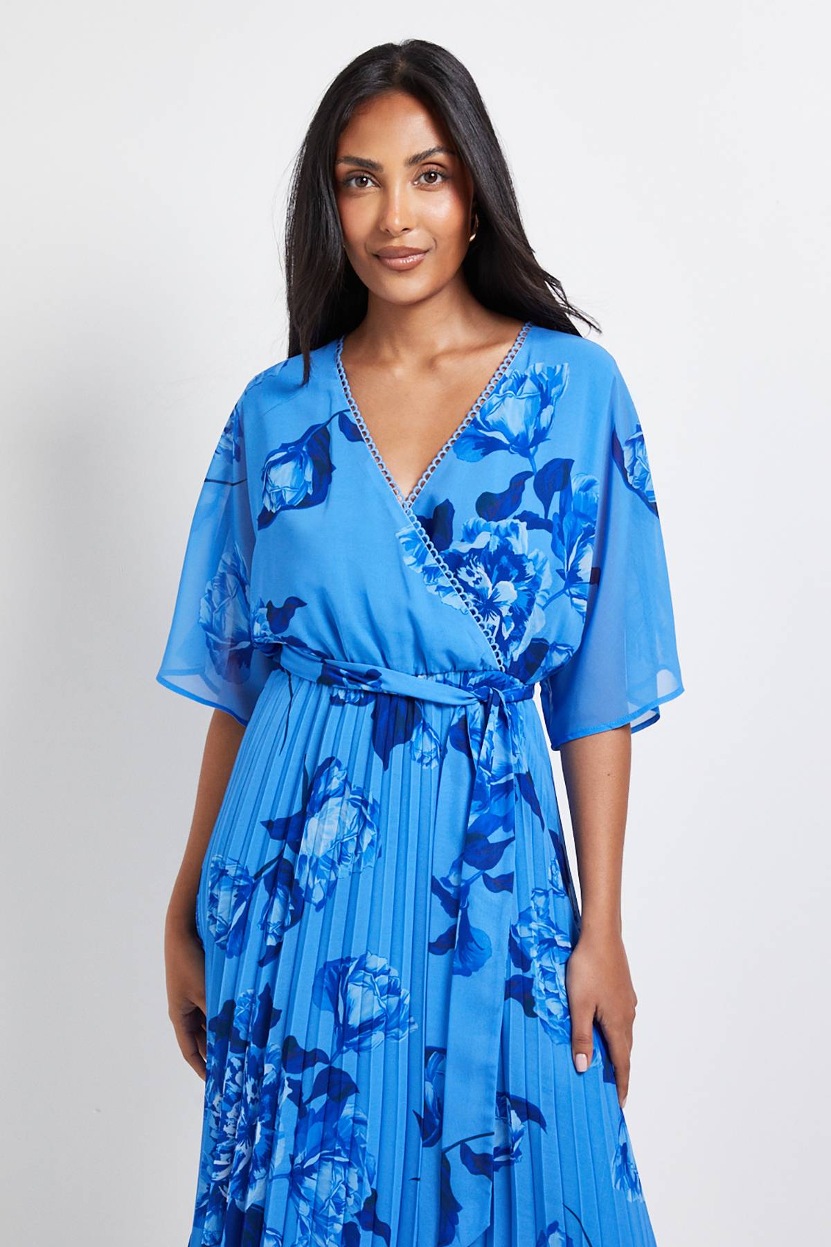 Wallis Robe Midi Plissée à Motifs Floraux Petite Taille
