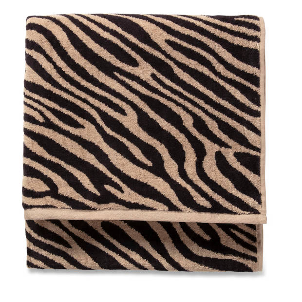 Blokker Handdoek Zebra - 70x140 cm - Beige/Zwart