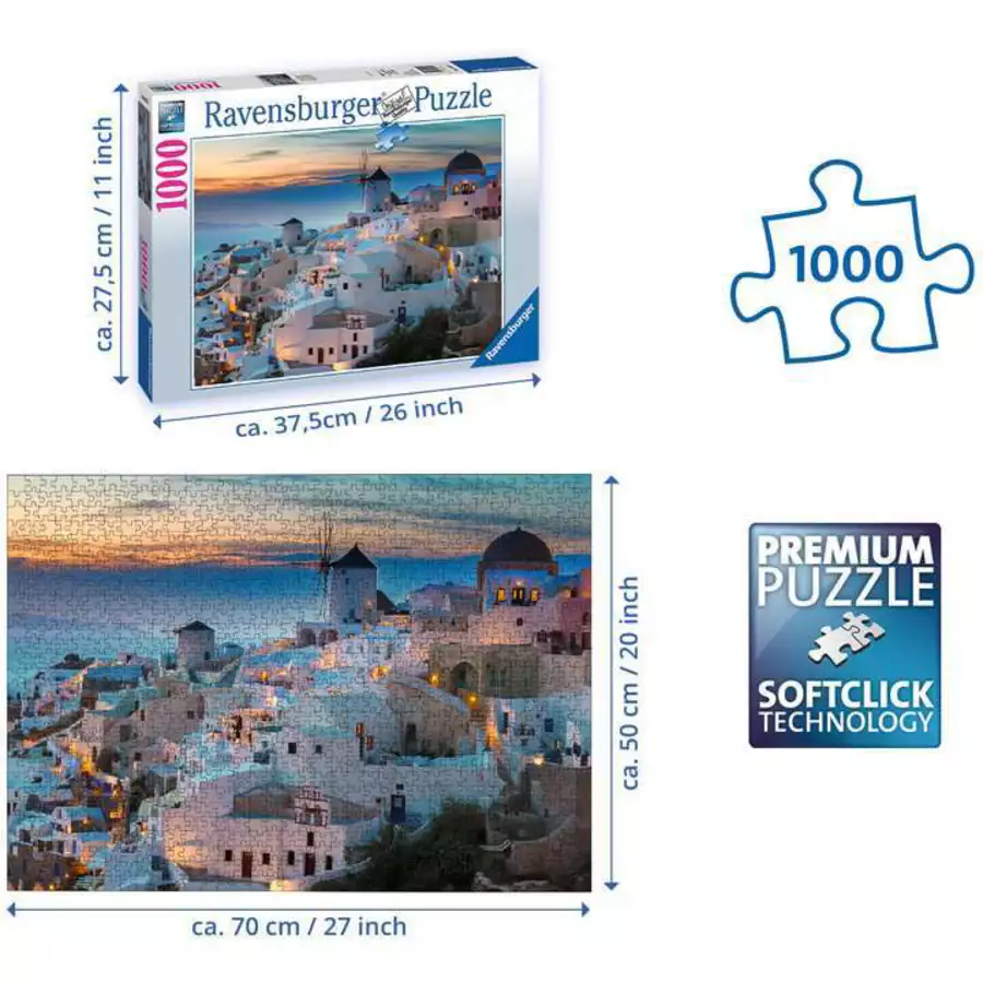 Ravensburger Abend über Santorini bunt