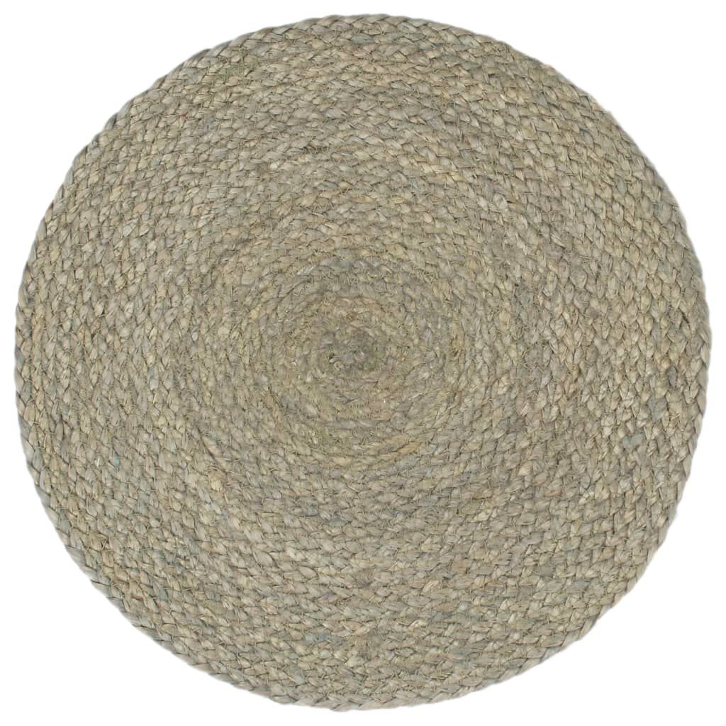 vidaXL Tafelmatten, 6 stuks, effen, grijs, 38 cm, rond, jute