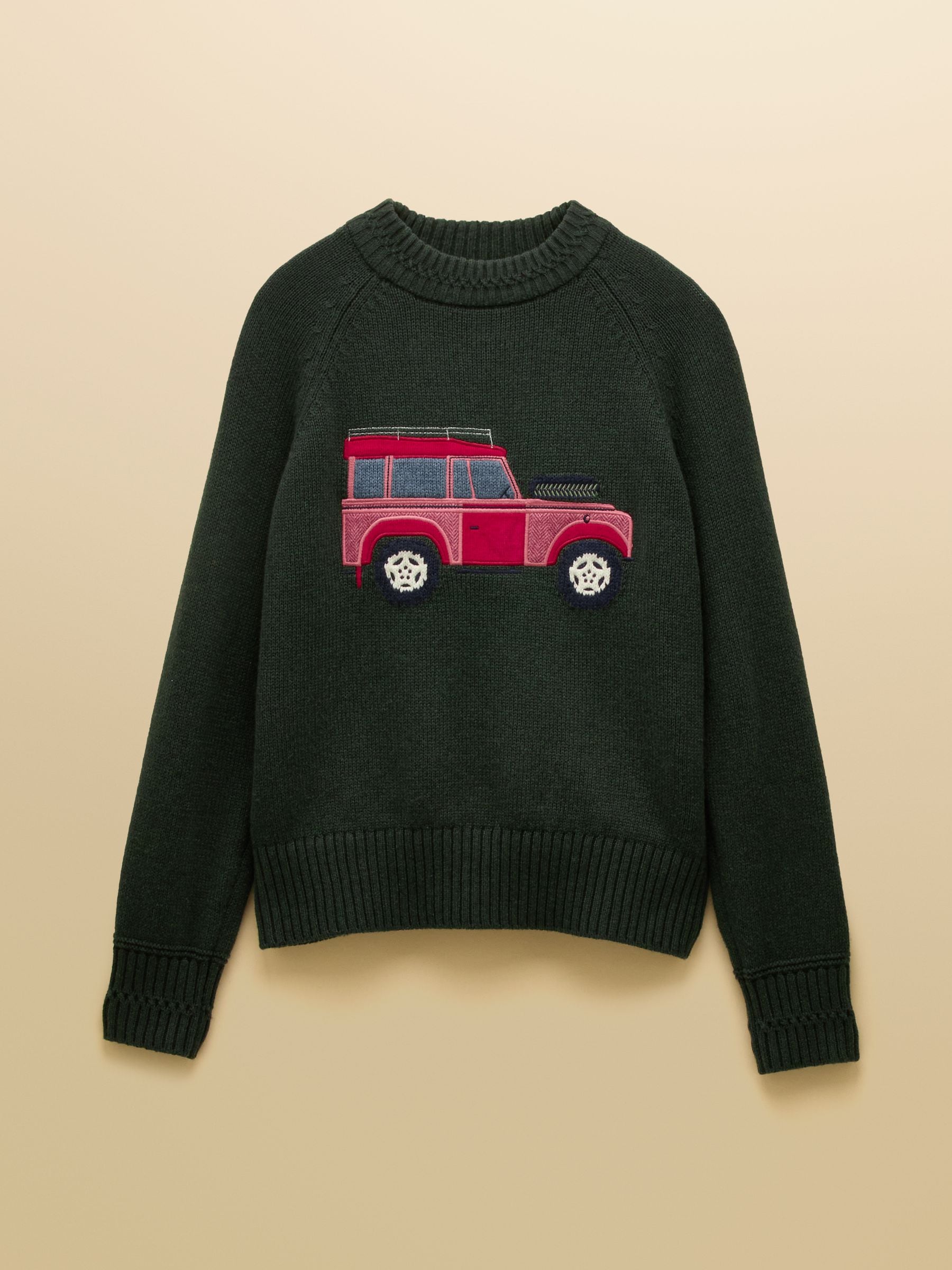 Groen - Joules Rutland Intarsia 4x4 katoenen rijke gebreide trui