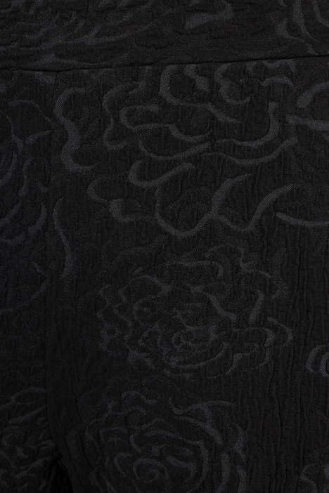 Jacquard-Jerseyhose, Blüten, weites Bein, Elastikbund