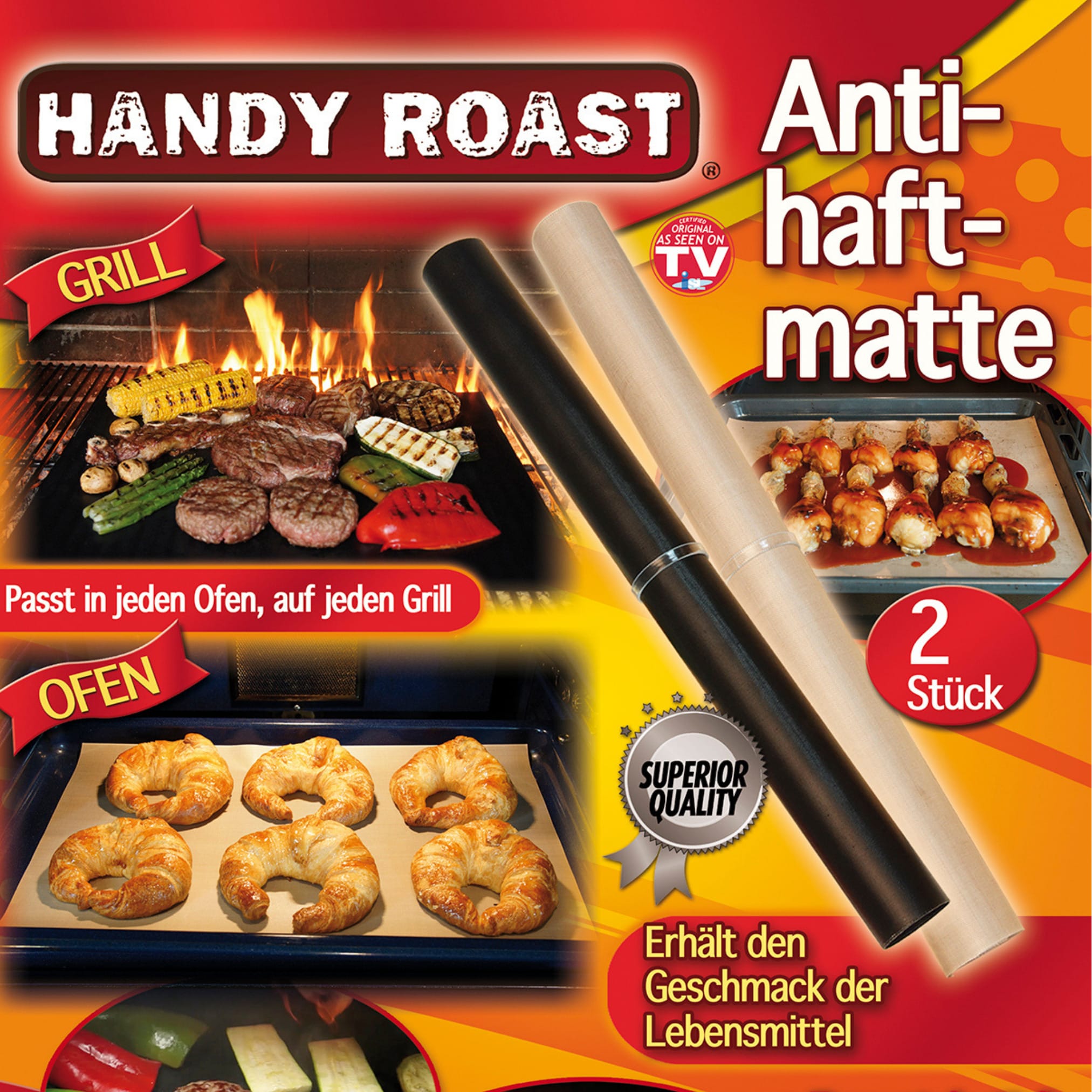 Best Direct® Set wiederverwendbare Backmatte und Grillmatte Handy Roast