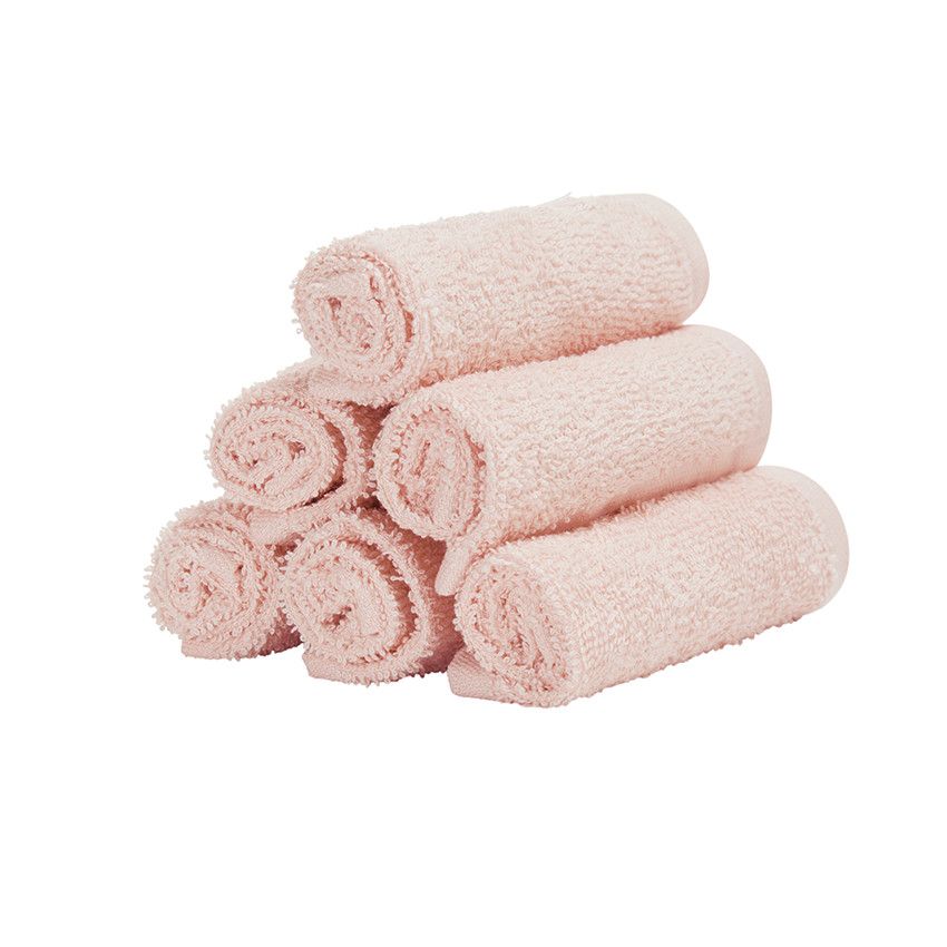 Lot de 6 débarbouillettes éponge 25 x 25 cm - Rose
