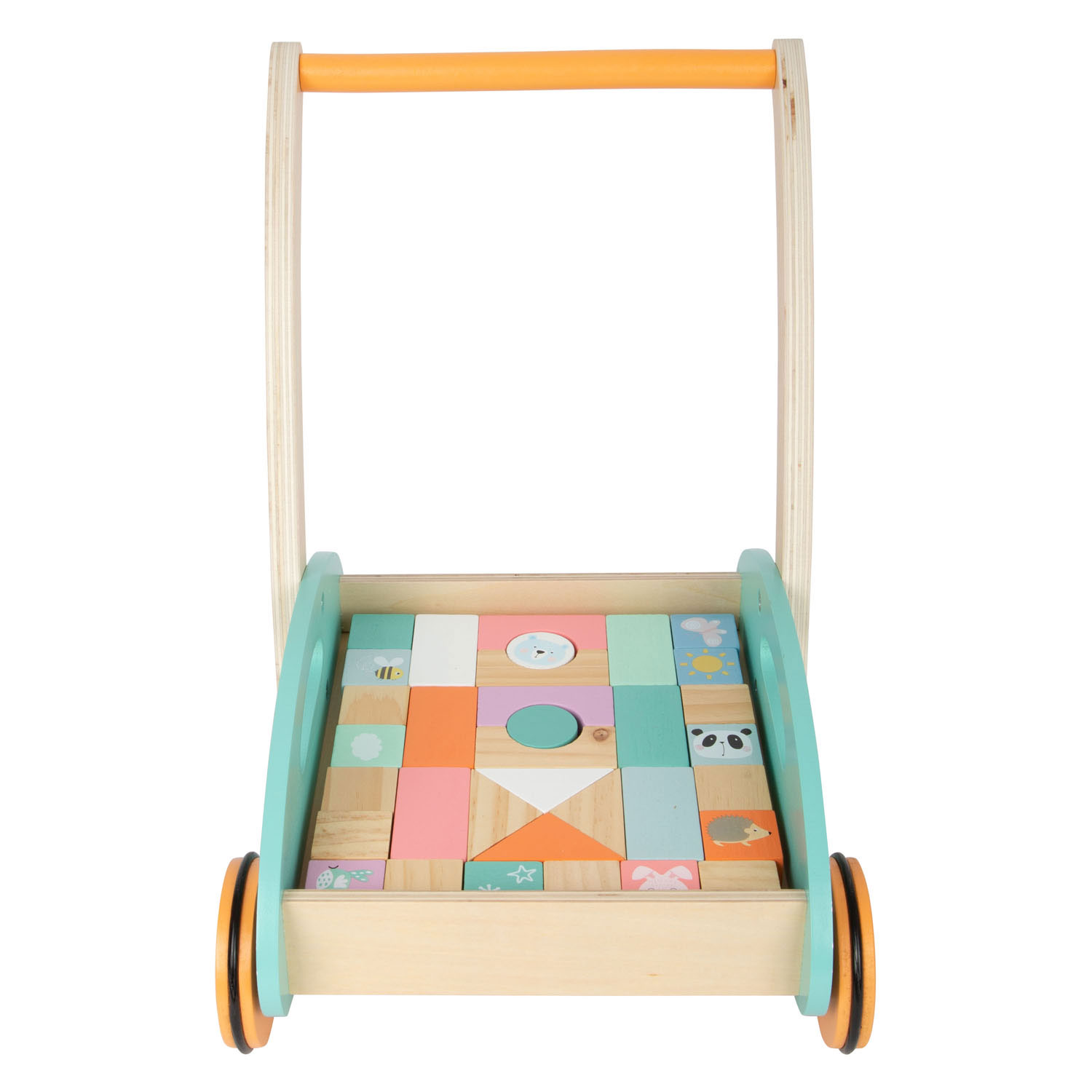 Small Foot - Houten BabyWalker Loopwagen met Blokken Pastel, 35dlg.