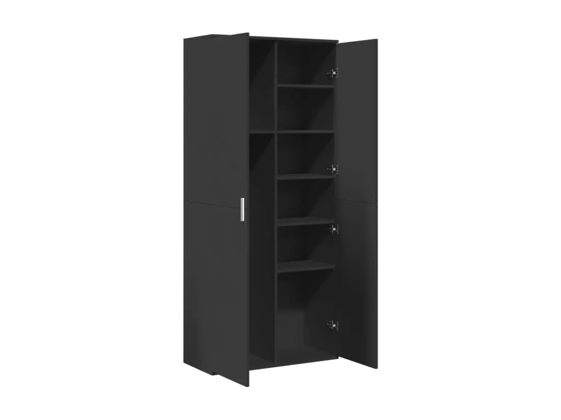 Buffet haut noir 80x35x180 cm bois d'ingénierie