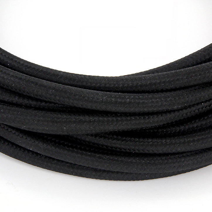 Câble en textile noir Chacon 2m 2 x 0,75mm² HO3VVH2-F avec interrupteur
