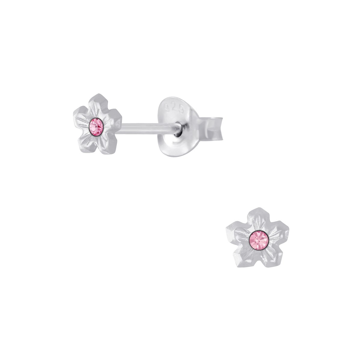 Boucles d'oreilles enfant Fleur en argent 925