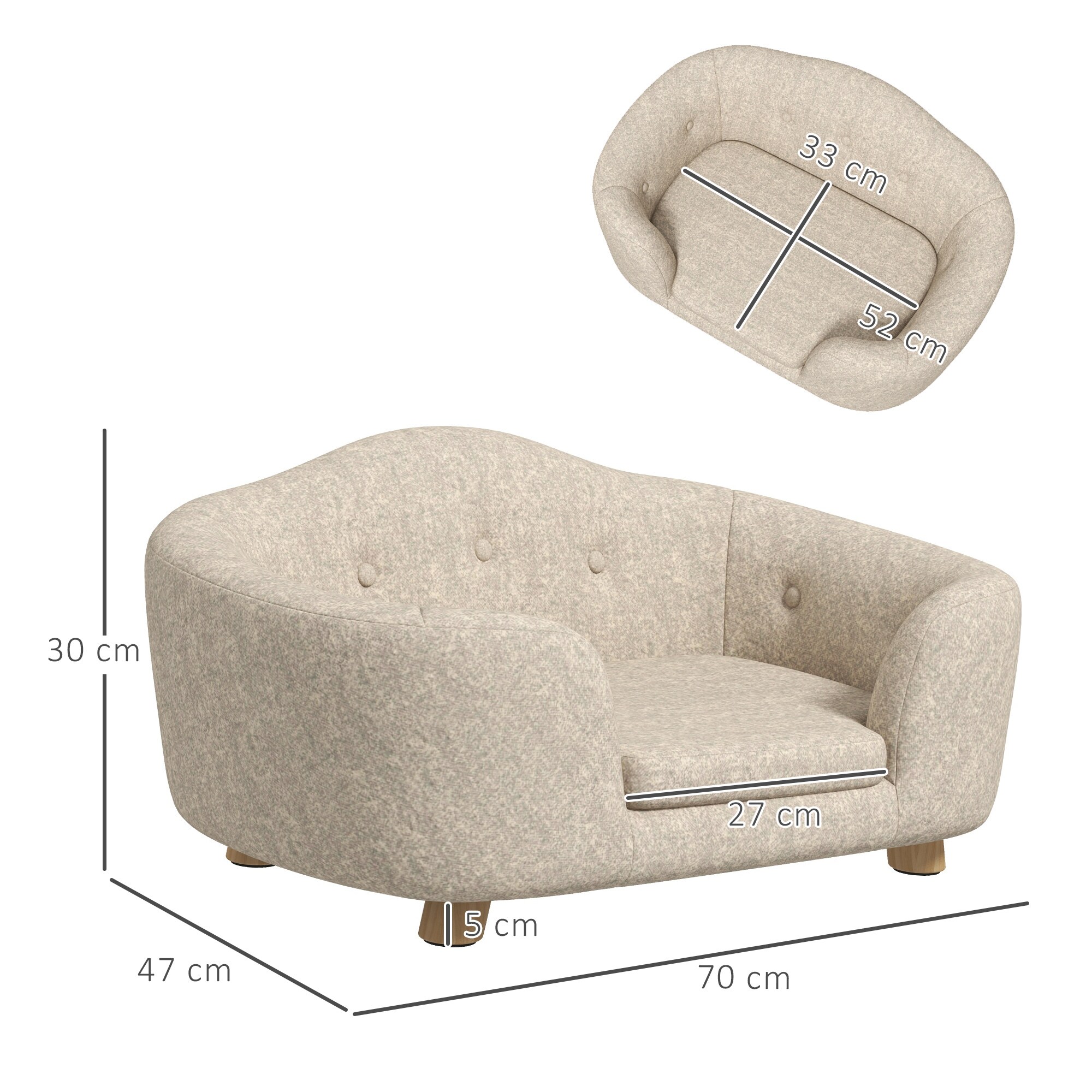 PawHut Hundebett mit Kissen 70B x 47T x 30H cm