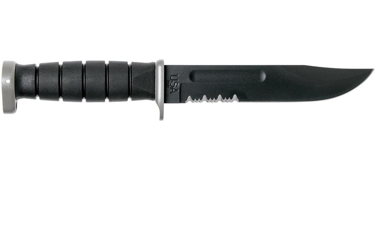 KA-BAR D2 Extreme Fighting Knife 1282, serrated blade, Kraton handle, kunststof schede