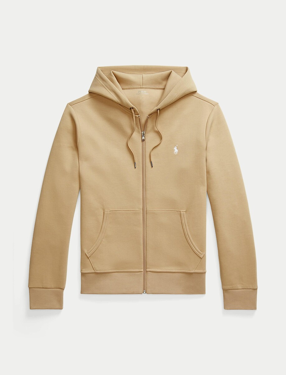 POLO RALPH LAUREN<br>Moletom com capuz em malha dupla e zíper