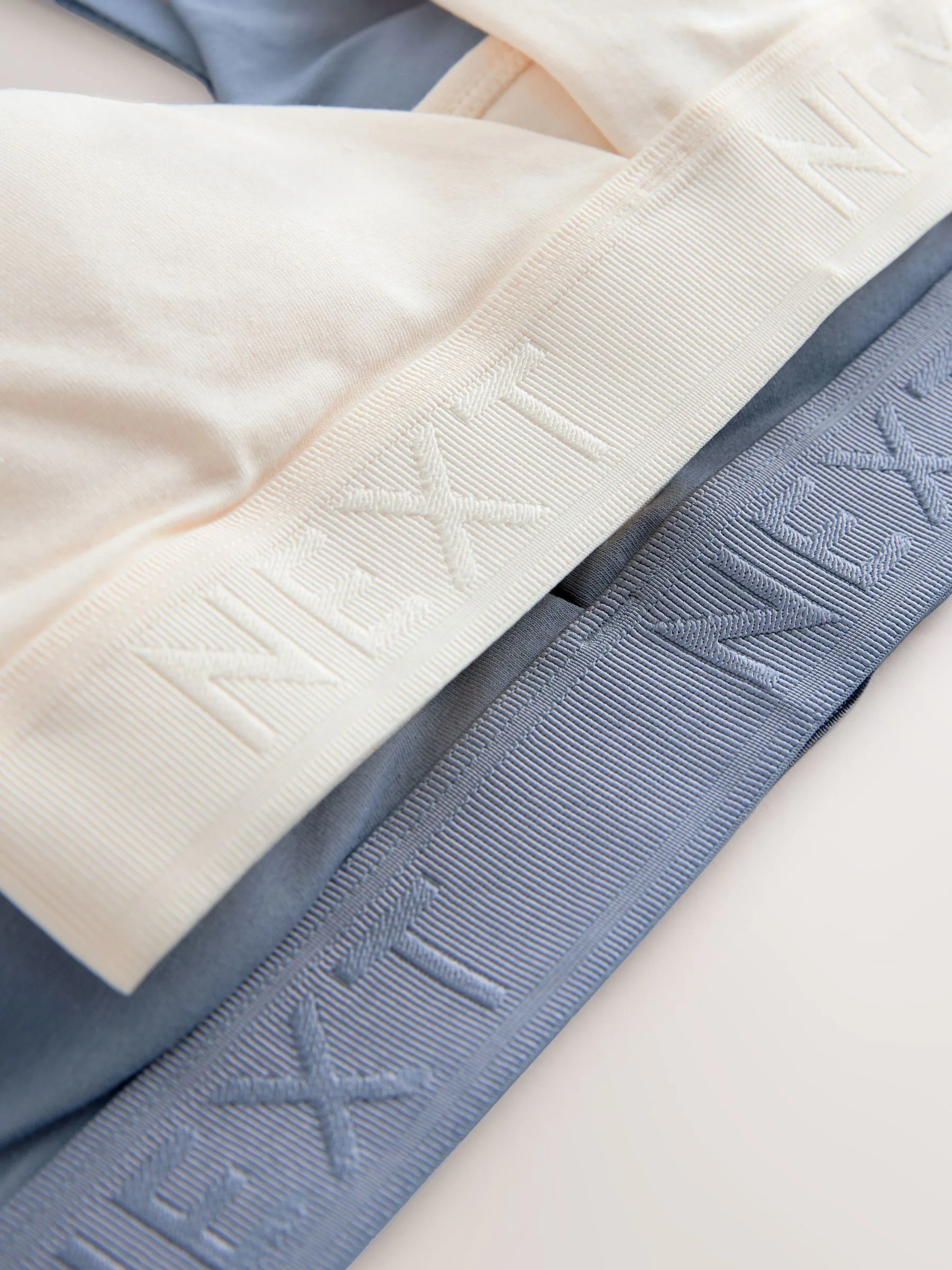 Blauw/ecru - Verpakking van 2 driehoekige bralettes van katoen met logo en ultiem comfort