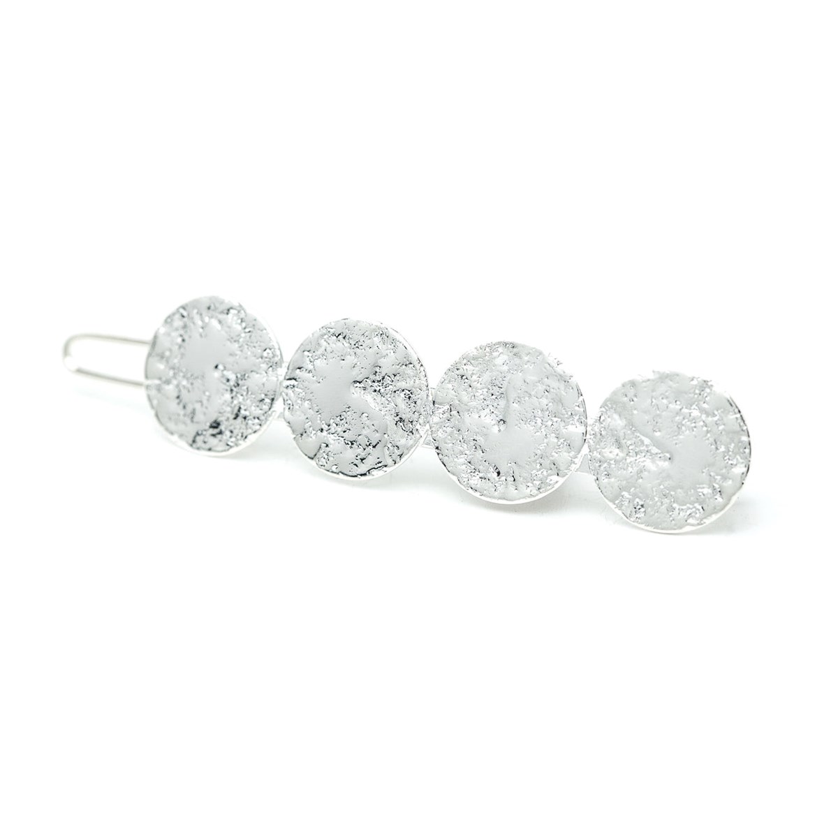 mini barrette ronds martelés plaqué argent - HESTIA