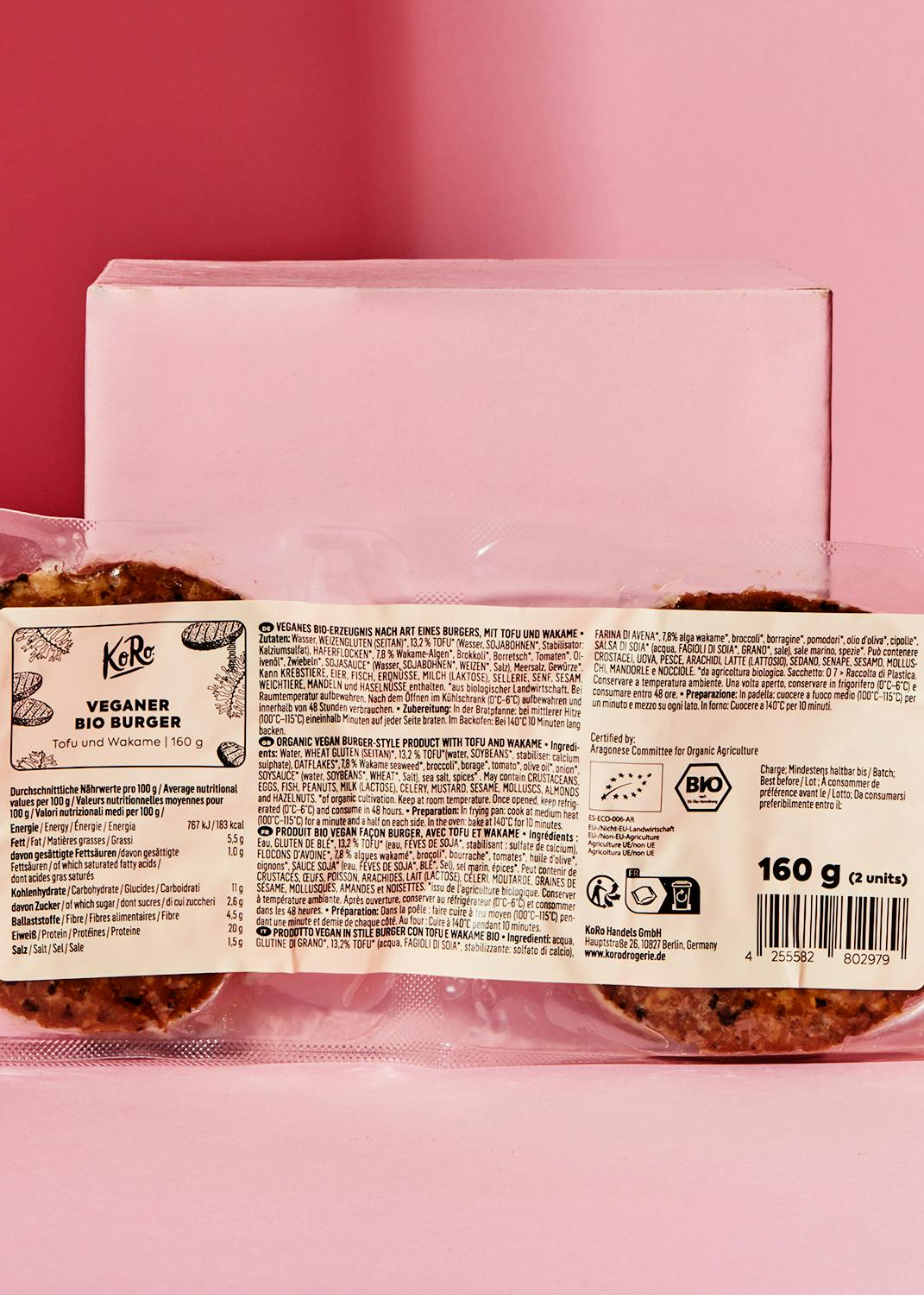 Veganer Bio Burger Tofu und Wakame 160 g