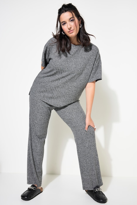 Schlafanzug, Zweiteiler, Rippjersey, Halbarm, lange Hose