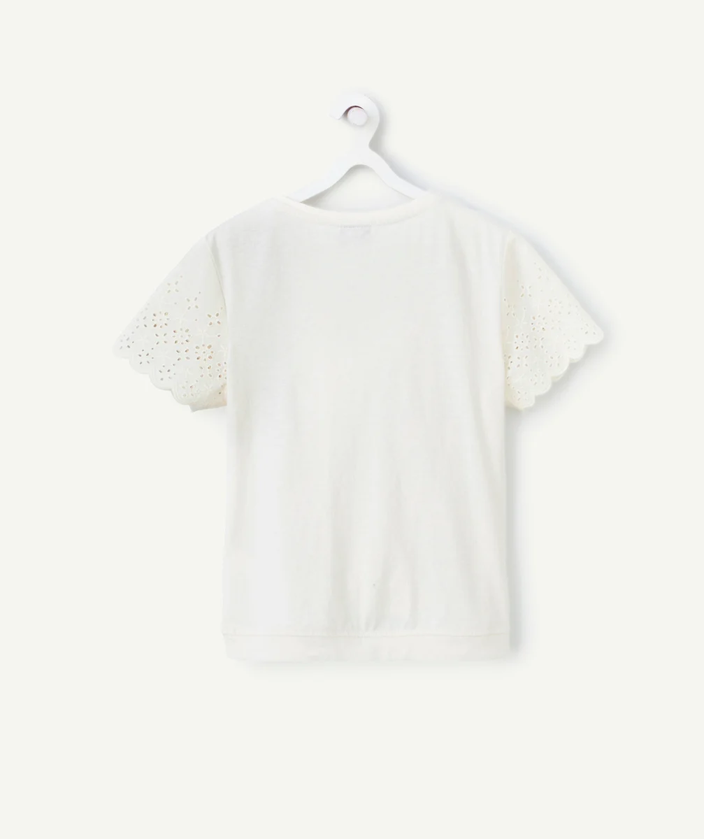 t-shirt manches courtes fille en coton bio blanc