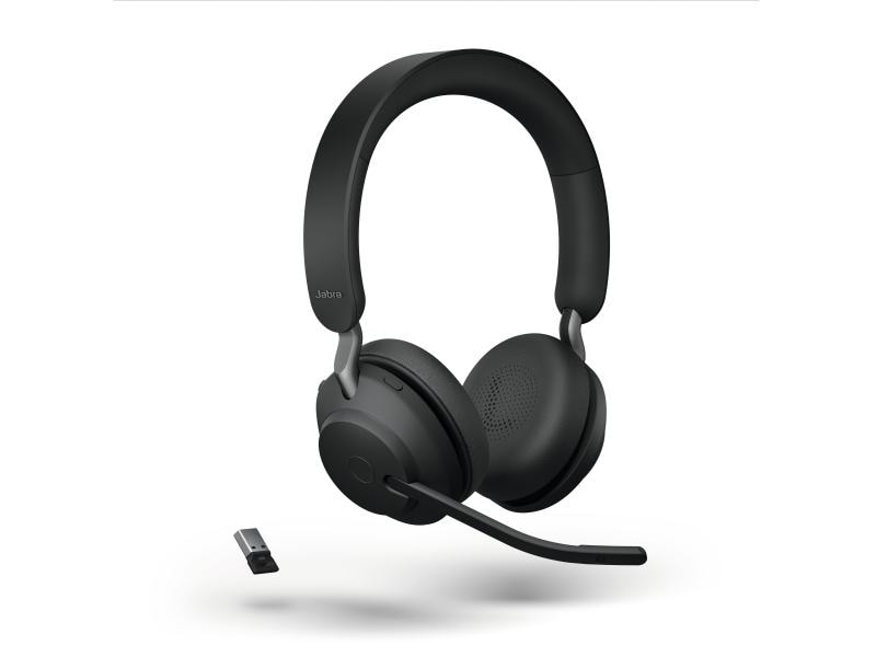 Jabra Headset Evolve2 65 Duo UC Schwarz, USB-A Jabra Bluetooth Headset für das Büro, Home Office oder für Unterwegs