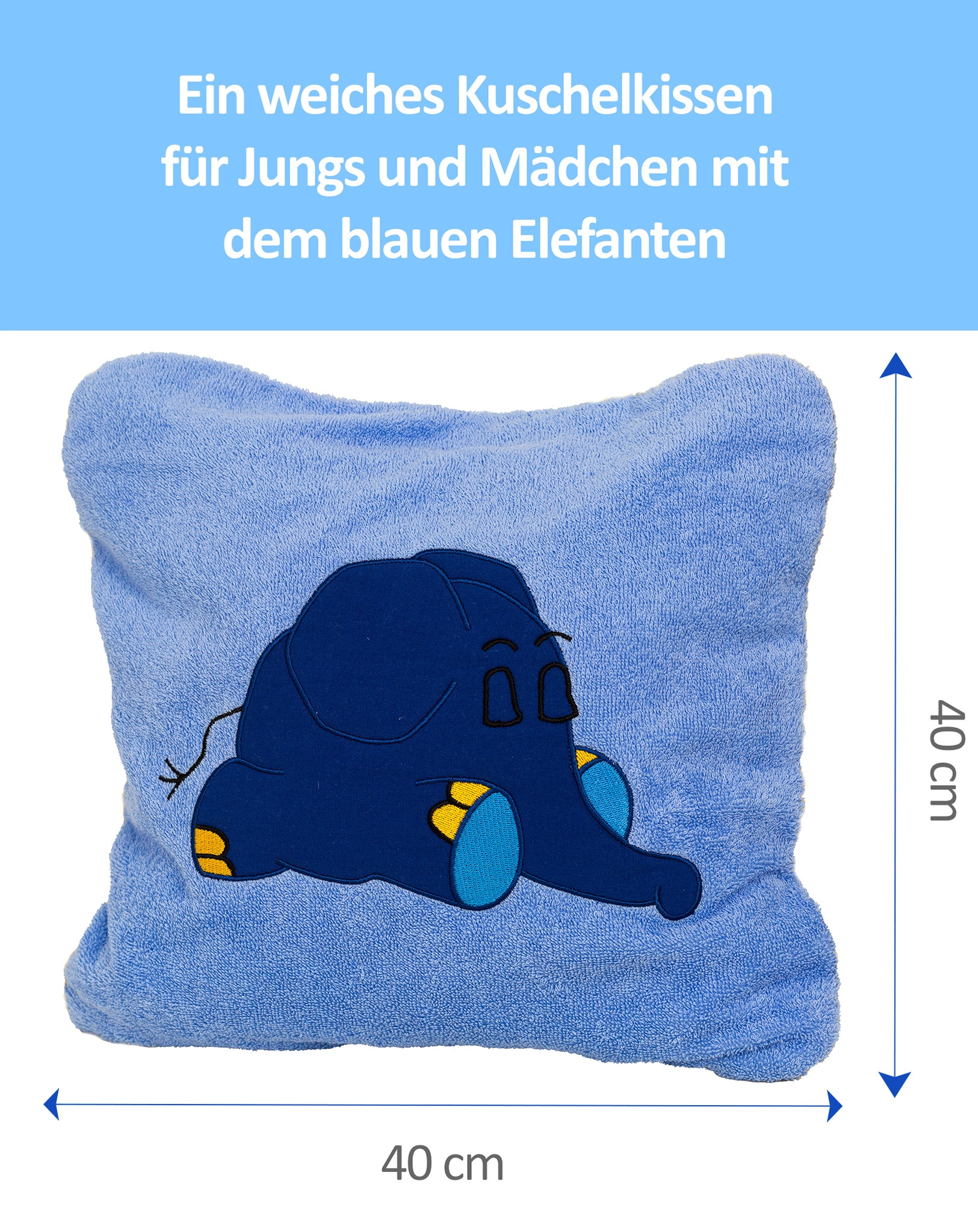 Kissenbezug ELEFANT (40x40) in blau