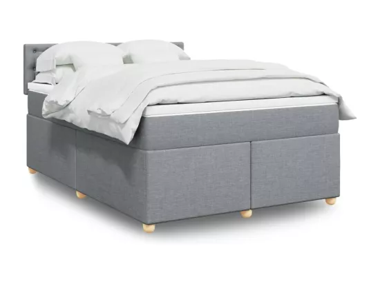 Sommier à lattes de lit avec matelas Gris clair 160x200cm Tissu