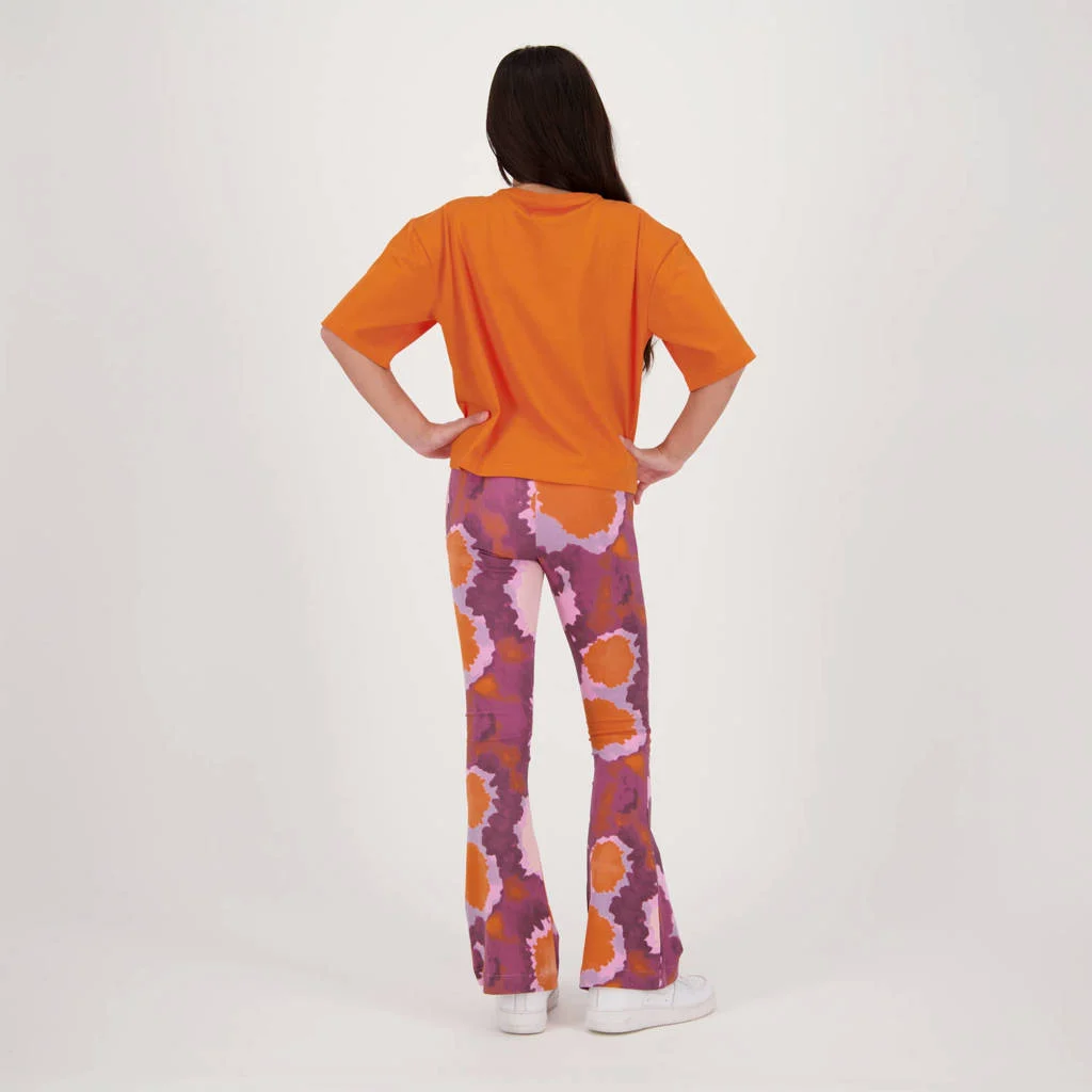 Raizzed flared broek Sura met all over print roze/oranje