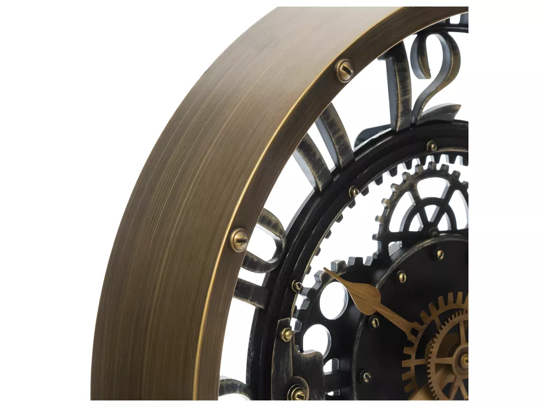 Pendule murale avec mécanisme apparent et forme gousset D 27 cm