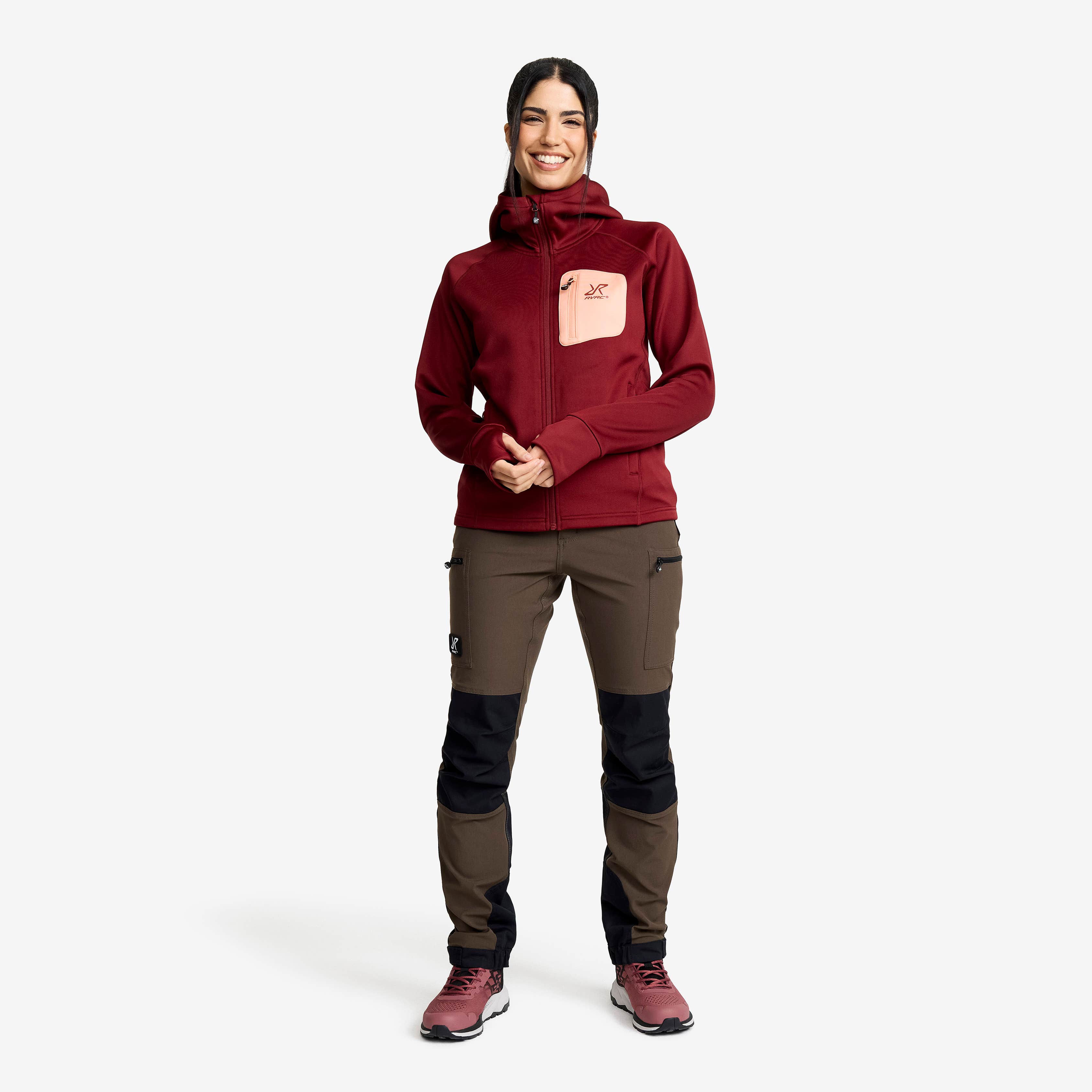 Evolution Stretch Fleece Hoodie Dame Pomegranate