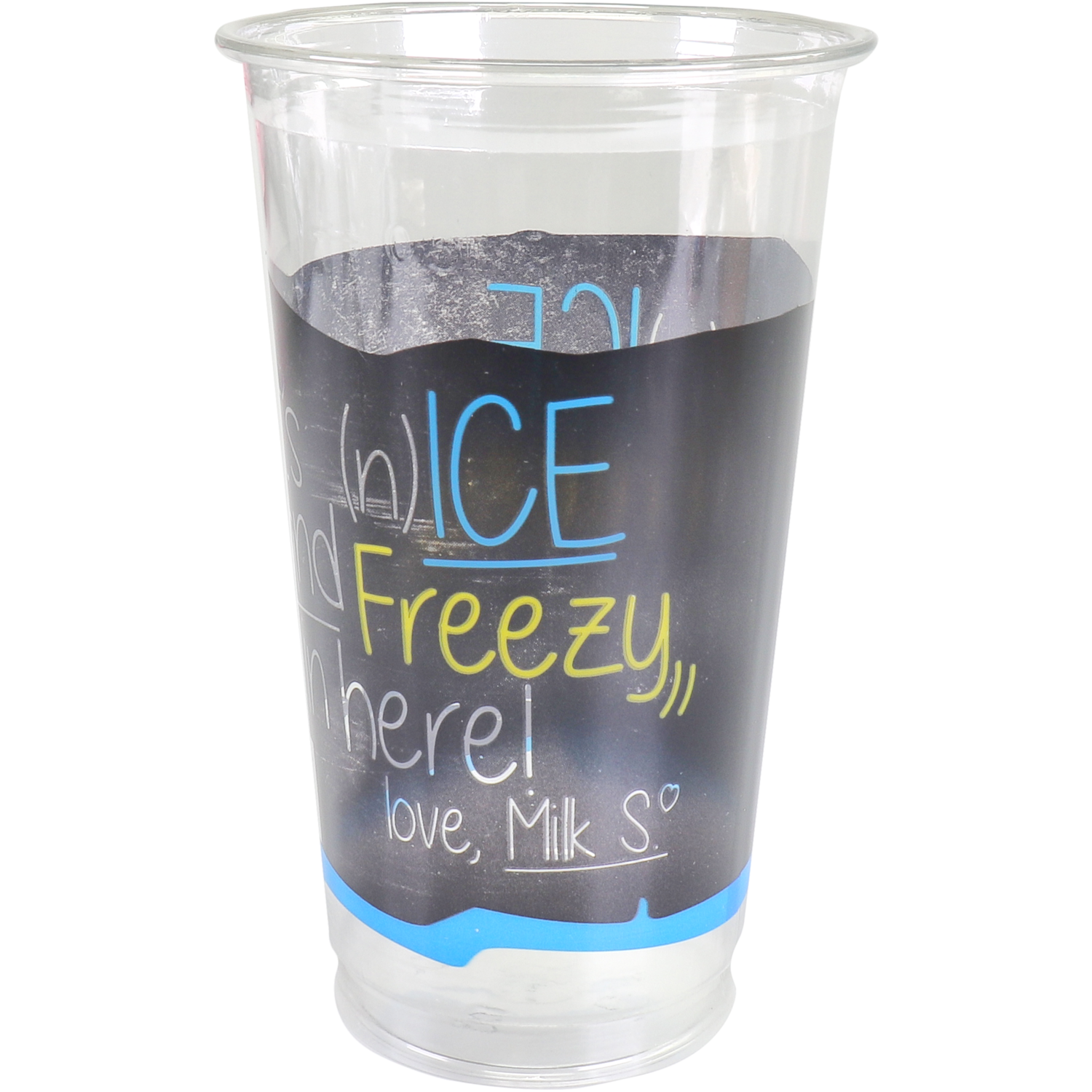 Depa, Milkshakebeker, ICE is (N)ICE, Gerecycled PET, 500ml, 22oz, transparant/blauw