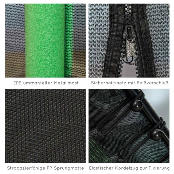 Barnetrampolin Ø163,5 cm, innendørs trampoline med sikkerhetsnett kantdeksel gummitau, barn trampoline inntil 50 kg, for barn 3-10 år grønn