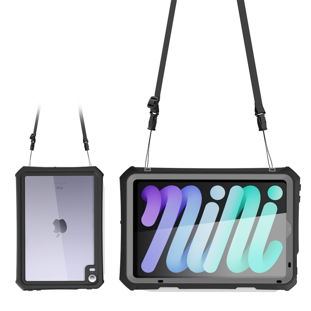 iPad Mini 7 (2024) / Mini 6 (2021) Wasserfeste Outdoor Schutz Hülle mit Kickstand Aufsteller (IP68) - Schwarz