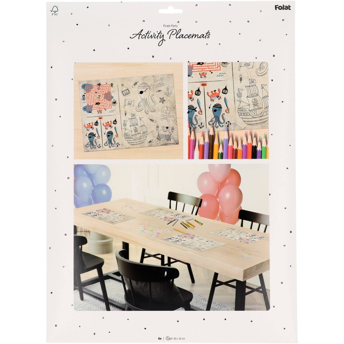 Piraat Placemats Met Activiteiten 40cm 6st