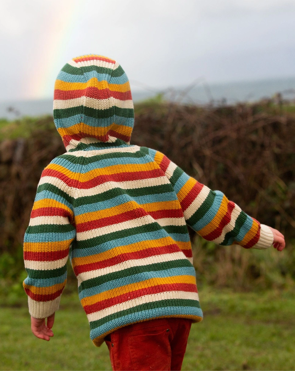 Strickjacke RAINBOW mit Kapuze in bunt