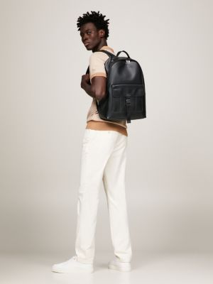 Mochila de couro com bolso de clipe