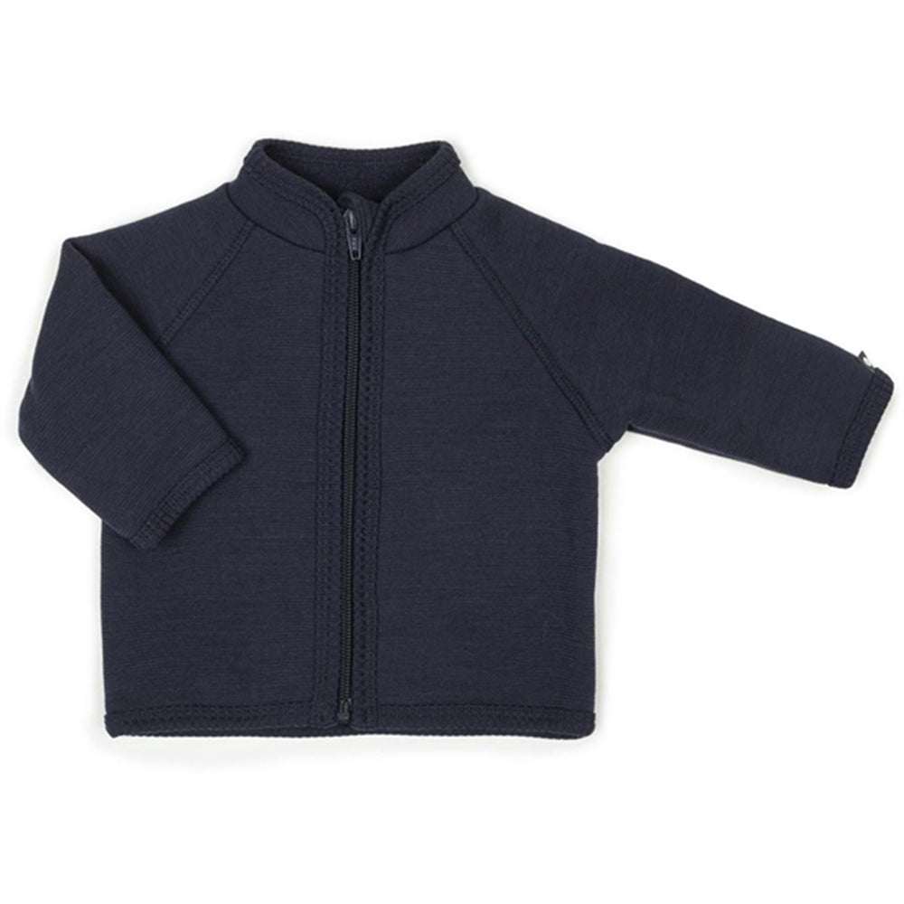 Uld Cardigan med Lynlås Navy - Smallstuff