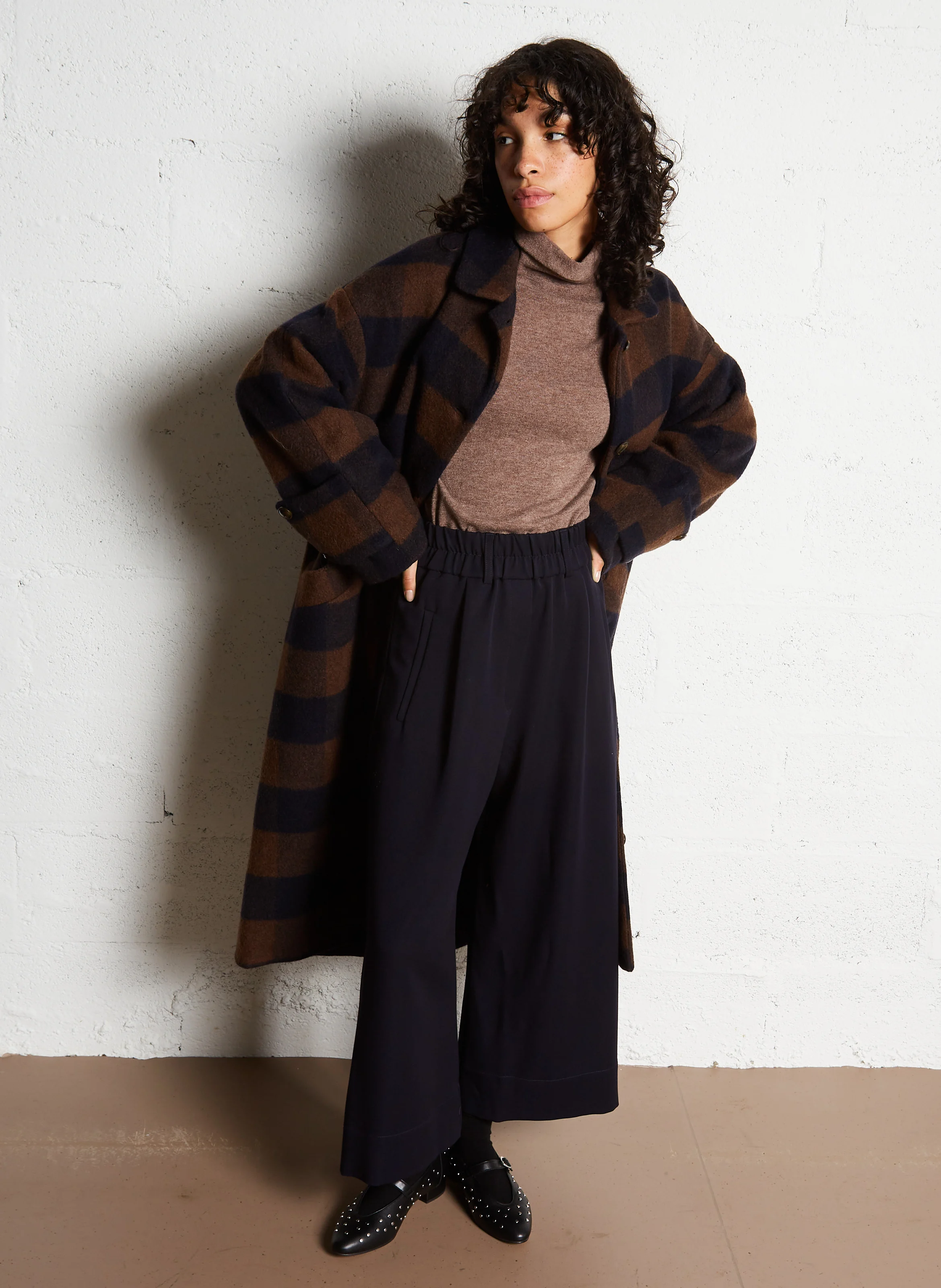 YVIE - Manteau long en laine mélangée | Multicolore
