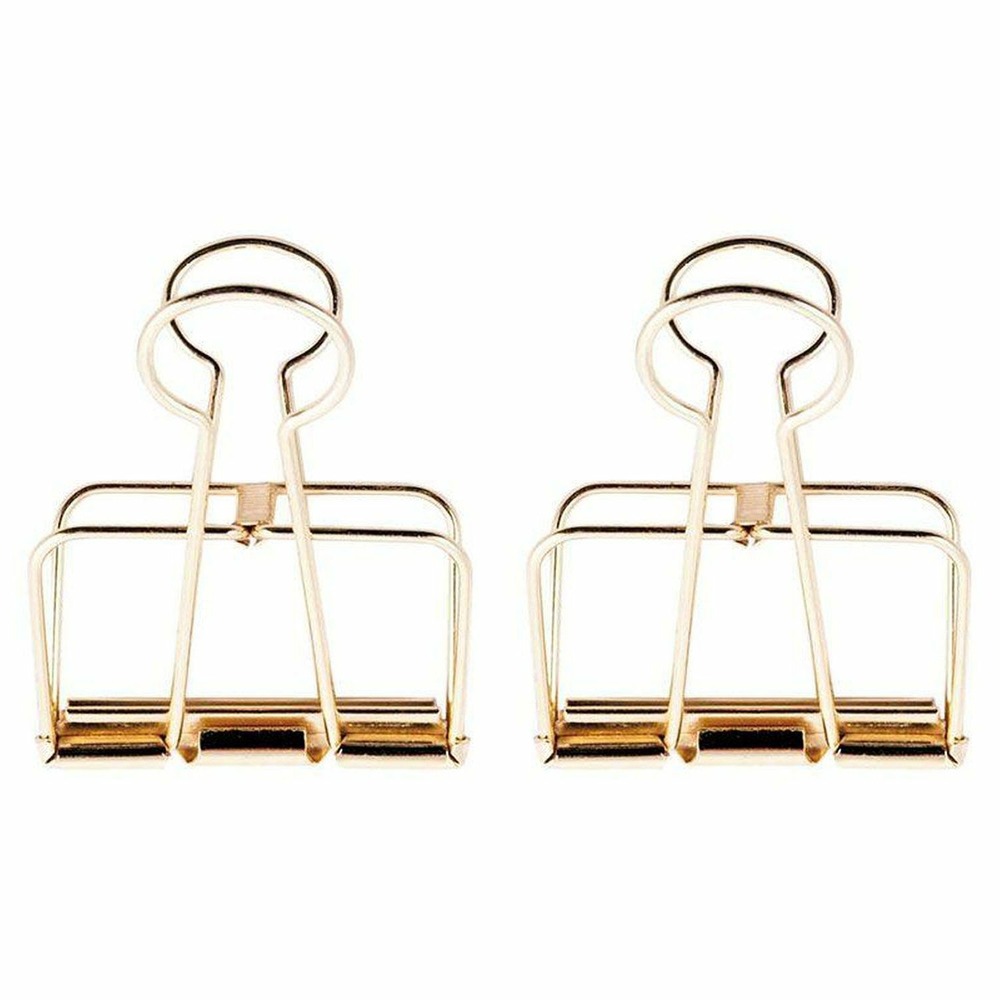 12 pinces double-clip dorées 19 mm