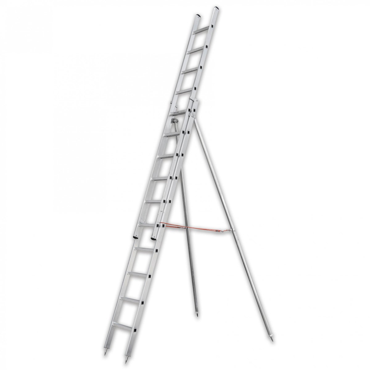 Iller fruitboomladder 7,0m AH, 2-delig met steunen en 2x14 sporten
