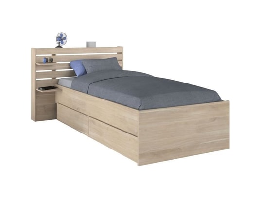PARISOT - Lit enfant escale 90x190/200 cm - décor chene - tete de lit...