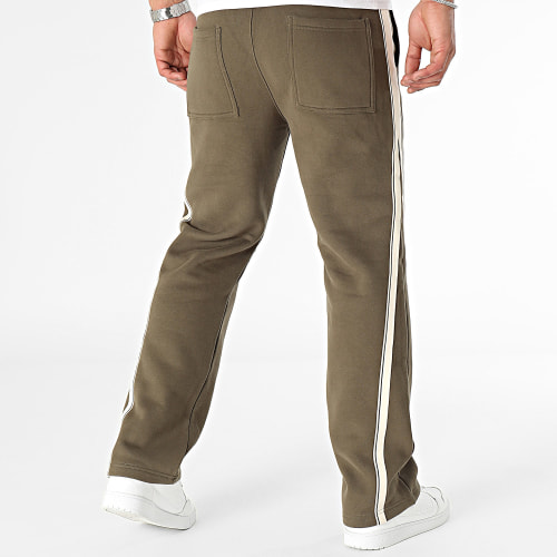 Pantalon Jogging A Bandes Vert Kaki