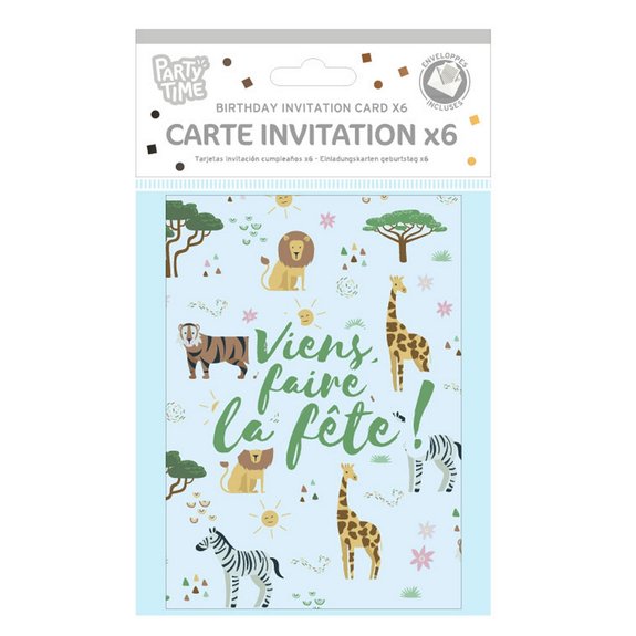 6 cartes invitation Savane