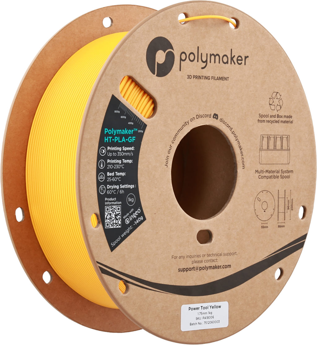 Polymaker  HT-PLA-GF Power Tool Yellow, 1,75 mm / 1000 g    Hitzestabiles & temperaturbeständiges Hochleistungs-PLA für anspruchsvolle Anwendungen in Power Tool Yellow