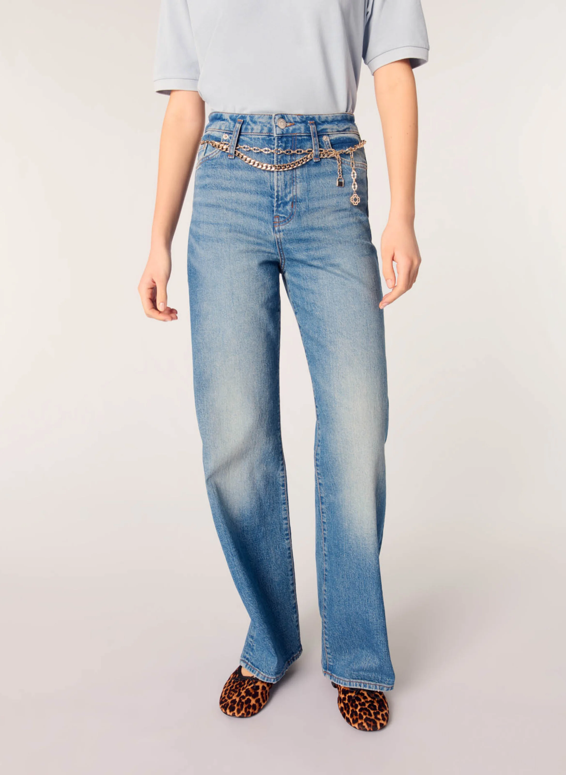 Jean large en denim de coton | Bleu