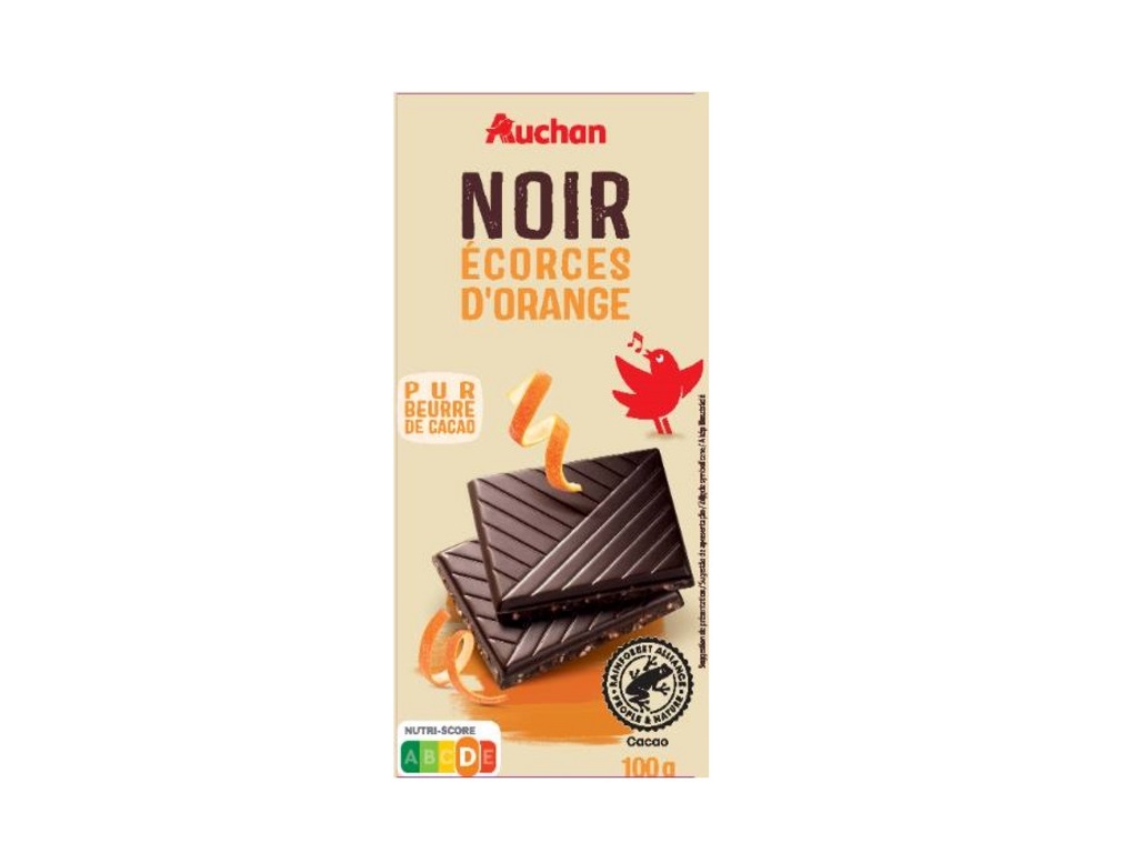 CHOCOLATE NEGRO AUCHAN COM LARANJA CRISTALIZADA 100G