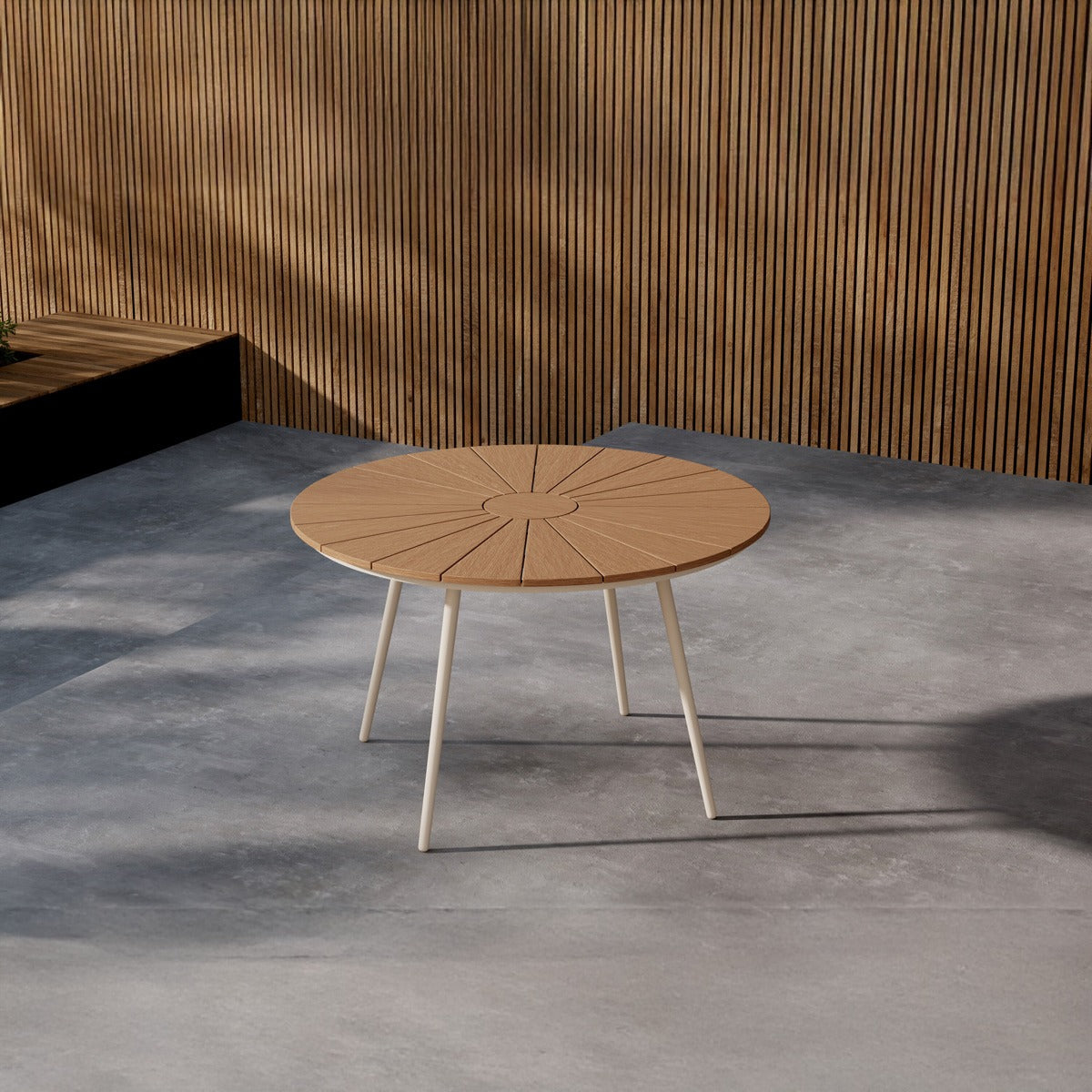 FjÃ´rd - Tuintafel Rond - Beige|Naturel Aluminium - 120cm - San Vito