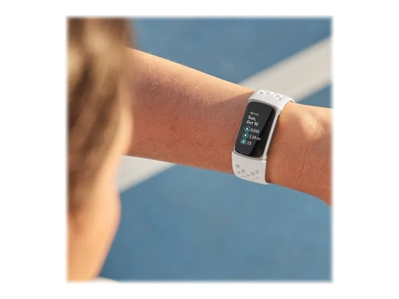 Fitbit Charge 5 - Blødt guld rustfrit stål - aktivitetssporer med uendelighedsbånd - silikone - lunar-hvid - håndledsstørrelse: 130-210 mm - display 1.04